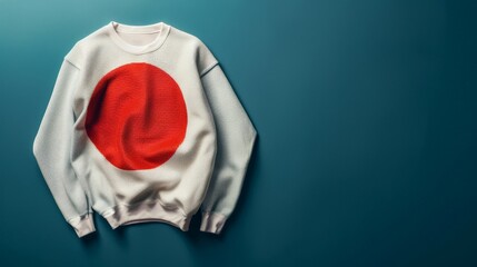 Wall Mural - A white sweatshirt with a red circle on the front, resembling the Japanese flag