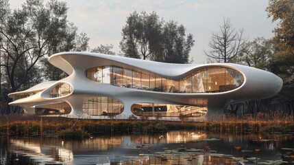 Sticker - Futuristic Architectural Design of Office Building