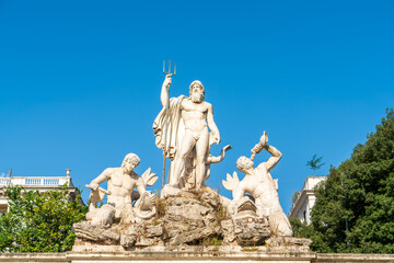 Wall Mural - Rome, Italy. Fontana del Nettuno in Piazza del Popolo (Rome). Morning hours