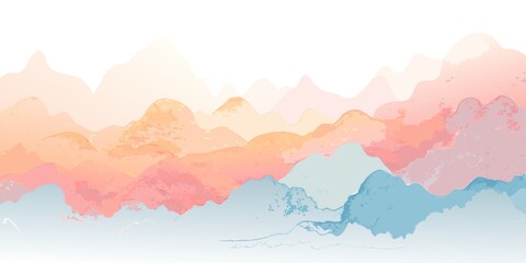 Wall Mural - watercolor, white background, collect, environment, Softly flowing watercolor washes cover the white background, creating serene atmosphere