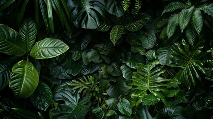 Image of vibrant green leaves in a dense jungle, highlighting rich textures and intricate natural patterns.