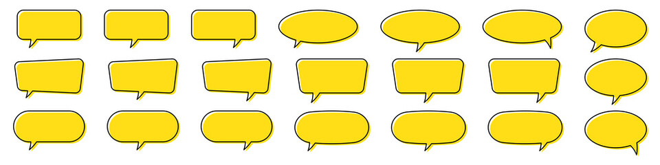 Wall Mural - Chat bubble in yellow, quote background, Speech bubble, message box set.