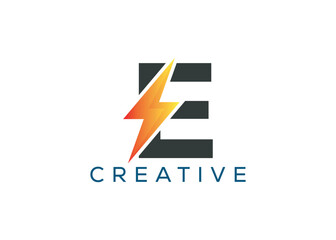 Minimal and professional Letter E thunder logo design template