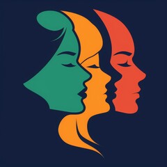 Wall Mural - Colorful silhouettes of a diverse and multicultural community. Illustration of a multi-ethnic group of people, portraits in simple colors
