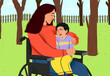 © Westend61 - Mother with physical disability sitting on wheelchair with son in garden