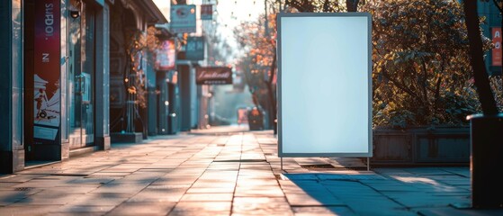 Clean White Frame on Urban Sidewalk for Text Insertion