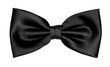 © Nynke - Top view elegant black satin bow tie, isolated cutout on transparent background.