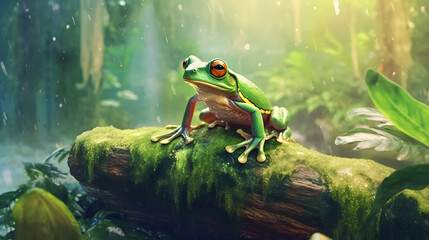 Frog in a nature Watercolor
