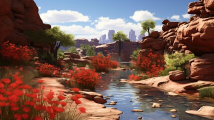 Wall Mural - A beautiful landscape image of a river flowing through a canyon.