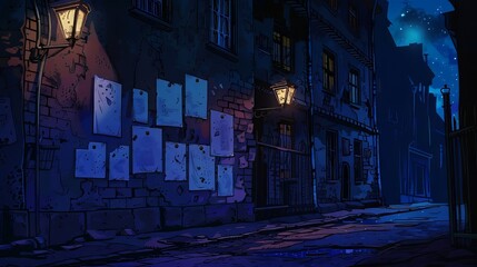 Canvas Print - 80s cartoon street at night