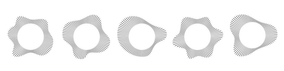 circular sound waves. abstract circular lines pattern. music audio bursts. ring of thin rays with wa