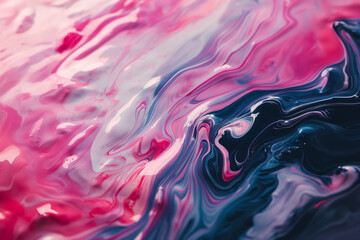 Wall Mural - abstract fluid art with pink and blue swirling patterns on canvas