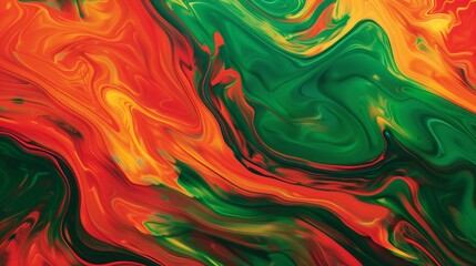 Wall Mural - vibrant, energetic abstract background with dynamic red, green, and orange patterns; not seamless.