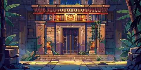 Sticker - Egyptian Palace Gates Cartoon