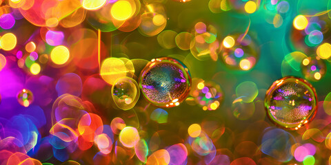 Poster - Vibrant Colorful Abstract Background with Bokeh and Bubble Effects