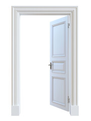 White open door, isolated, PNG.