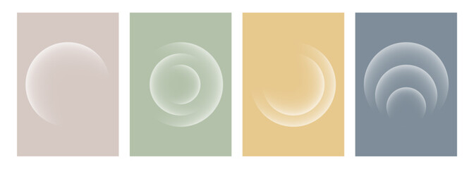 Poster - Set of white color gradient round shapes. Futuristic abstract backgrounds with light soft colored spheres for creative graphic design. Vector illustration.