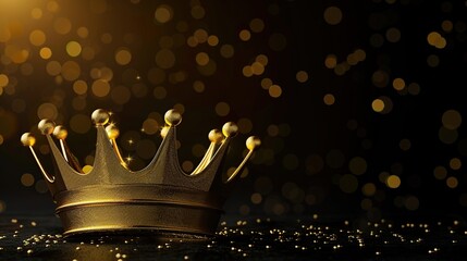 Golden Crown on a Black Background