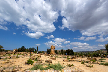 Temple of the Dioscuri, Castor and Pollux in the Valley of Temples, Agrigento, Sicily, Italy