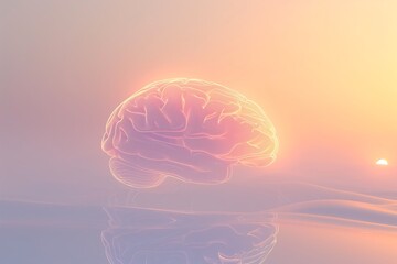 Wall Mural - style minimalist abstract art of psychology, featuring a smooth, polished brain shape with