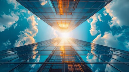 Sticker - Magnificent Office Building with Reflections on the Glass