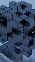 Wall Mural - grey background. motion. a light cube-toy that needs to be assembled understands animation on its ow