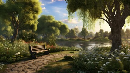 Wall Mural - The park is a beautiful place to relax and enjoy nature.