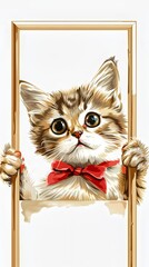 Wall Mural - Cat Cartoon with Square Frames