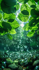 Poster - leaves in the water, The view from underwater