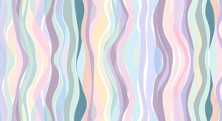 Wall Mural - Seamless pattern with pastel colors and wavy lines