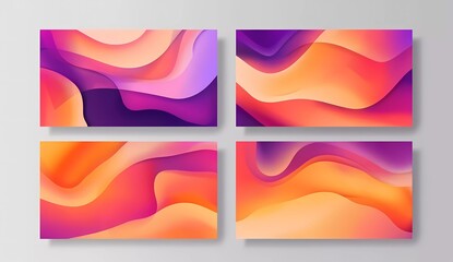 Wall Mural - collection of four orange, purple and pink abstract background vector designs.