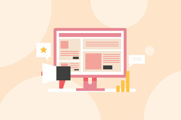 Wall Mural - Running website ads on digital advertising network. Digital ad campaign, Website ad more traffic, customer and conversion, Advertising analytics. Vector illustration background.