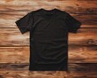 © Mark - An illustration of a gray blank t-shirt on a rustic wood background