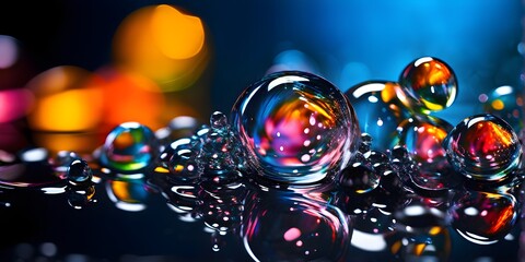 vibrant water bubbles on oil