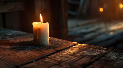 Wall Mural - Candles burning on the table, emitting a warm glow