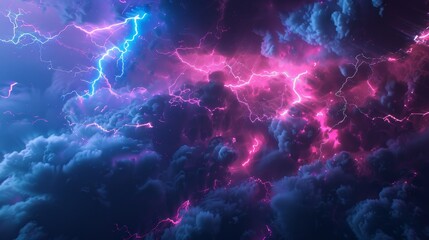 Wall Mural - powerful thunderstruck lightning background