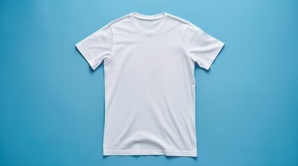 Sticker - Blank White TShirt Mockup on Blue Background for Design and Branding