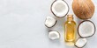 © Anastasiia - Coconut Oil Bottle Representing Weight Loss on White Background. Concept Coconut Oil, Weight Loss, Dieting, Healthy Lifestyle, Product Photography
