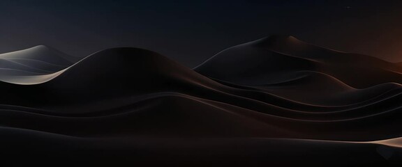 Smooth sound waves over a matte black background, realistic 3D, minimal,