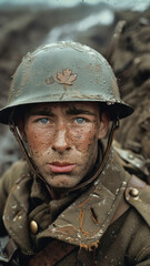 Wall Mural - World War I Canadian Soldier in Uniform.