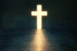 © GVS - Glowing Christian cross shaped hole in dark empty room