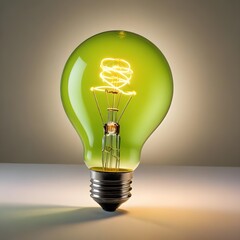 Wall Mural - close up isolated green lightbulb with copy space background, representing a good idea
