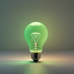 Wall Mural - close up isolated green lightbulb with copy space background, representing a good idea