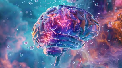 Wall Mural -  the concept of neuroplasticity through an image of a brain reshaping itself, symbolizing the potential for personal growth and development through mindfulness practices.