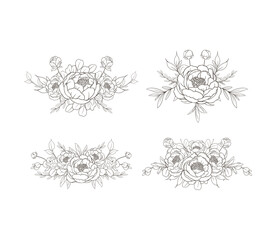 Wall Mural - Hand Drawn Peony Flower Frame Background