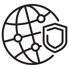 Wall Mural - picture of the globe and shield with a linear design suitable for internet security icon