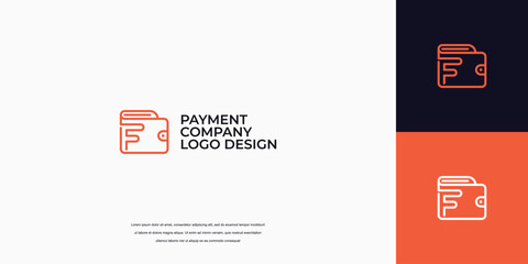 payment logo design, wallet logo with letter F