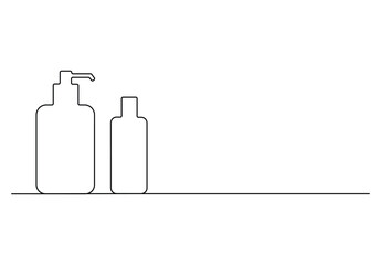 Wall Mural - Shampoo bottle continuous one line drawing vector illustration. Premium vector