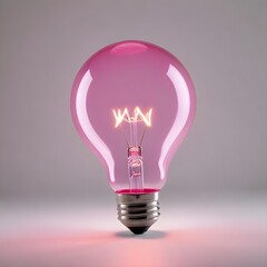 Wall Mural - close up isolated pink lightbulb with copy space background, representing a good idea