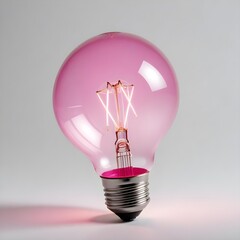 Wall Mural - close up isolated pink lightbulb with copy space background, representing a good idea